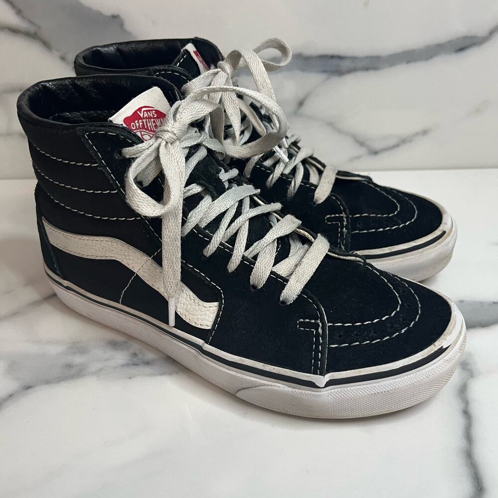 Vans Unisex Black White Suede High Top Skateboard Shoes M Sz 4.5 W Sz 6 Grunge